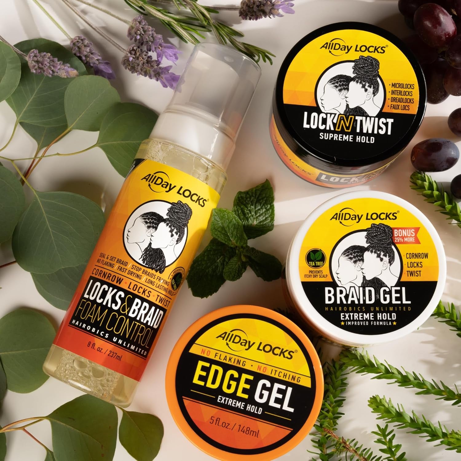 Braid Gel (5 Oz) | Extreme Hold, High Shine | Frizz & Flake-Free Edge Control | Tea Tree, Lavender, Peppermint Oil | Slick & Style Braids, Locks, Twists, Cornrows | 5 Oz