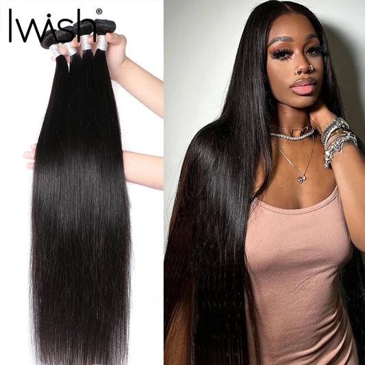 Human Hair Bundles 1/3/4 Piece Hair Extension for Women Brazilian Straight Human Hair Weave Bundles Natural Black 12A  Hair