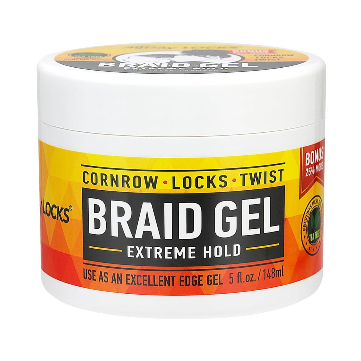 Braid Gel (5 Oz) | Extreme Hold, High Shine | Frizz & Flake-Free Edge Control | Tea Tree, Lavender, Peppermint Oil | Slick & Style Braids, Locks, Twists, Cornrows | 5 Oz
