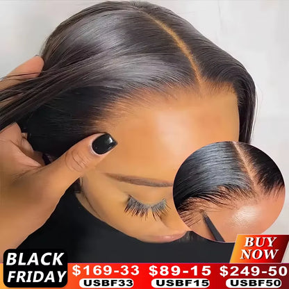 210% Wear and Go Glueless Human Hair Wig 5X5 Glueless Wig HD Transparent Human Hair Wig Pre Cut Pre Plucked Lace Closure Wig