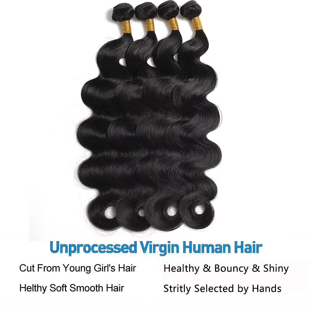 Brazilian Human Hair Bundles Body Wave Weave Bundles 100% Human Hair Extensions Natural Hair Weaving Remy Human Hair 1/3/4Pcs