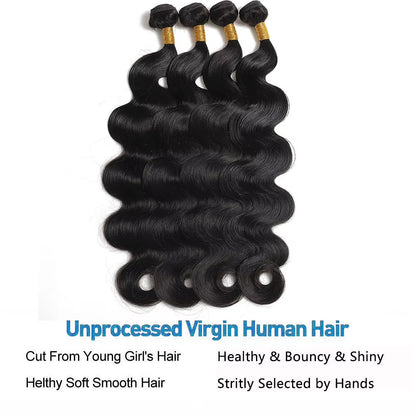 Brazilian Human Hair Bundles Body Wave Weave Bundles 100% Human Hair Extensions Natural Hair Weaving Remy Human Hair 1/3/4Pcs