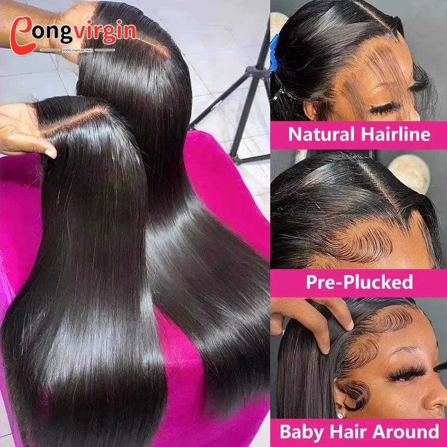 210% Wear and Go Glueless Human Hair Wig 5X5 Glueless Wig HD Transparent Human Hair Wig Pre Cut Pre Plucked Lace Closure Wig