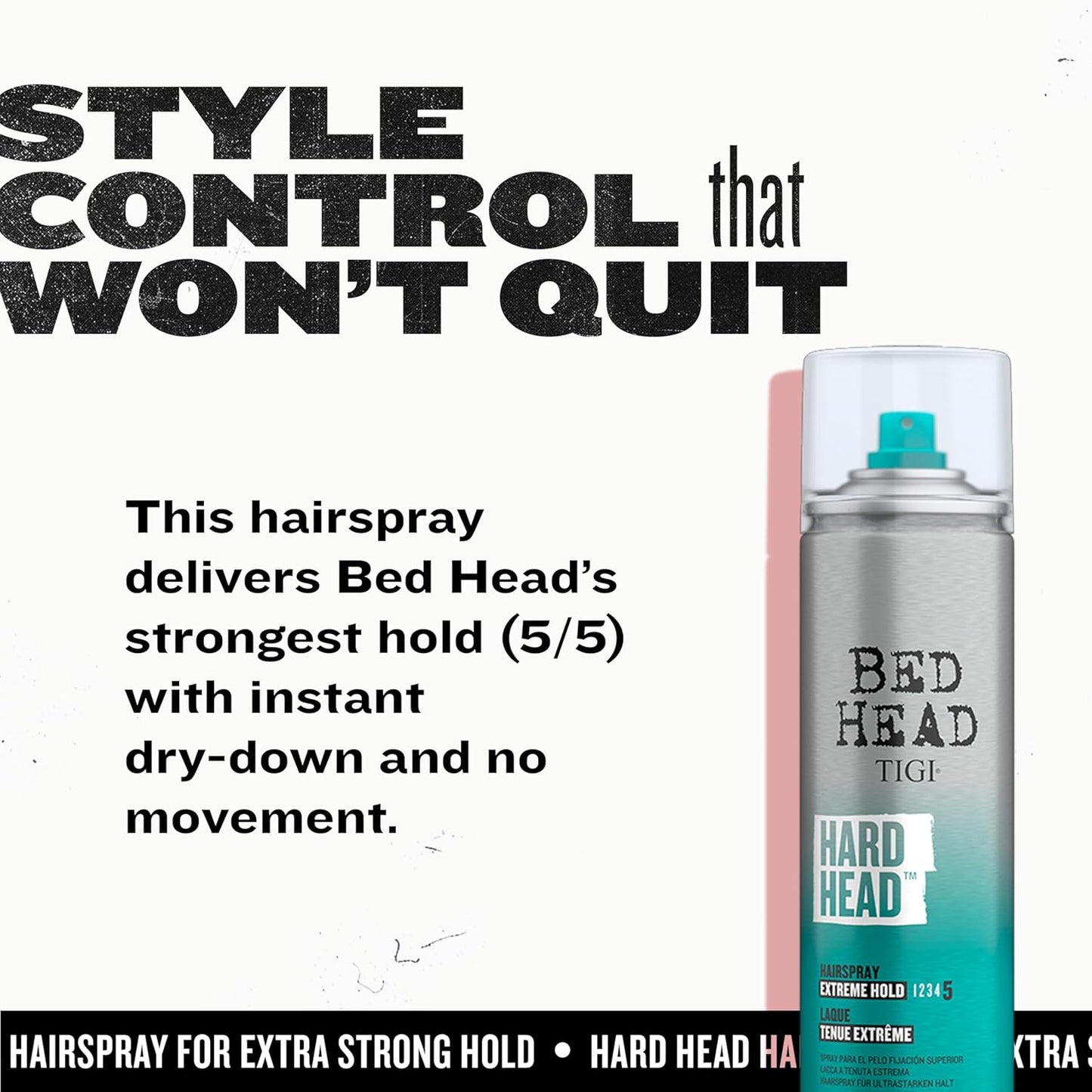 Bed Head Hard Head Hair Spray – Extra Strong Hold for All Day Style and All Hair Types, 11.7 Oz