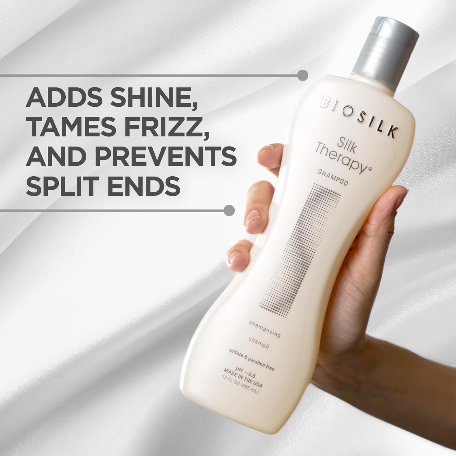 Silk Therapy Shampoo, Gentle Hair Cleanser Delivers Healthy & Shiny Hair, Great for All Hair Types, Sulfate, Paraben, & Cruelty-Free, 12 Oz