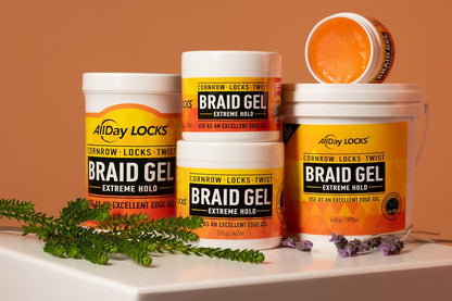 Braid Gel (5 Oz) | Extreme Hold, High Shine | Frizz & Flake-Free Edge Control | Tea Tree, Lavender, Peppermint Oil | Slick & Style Braids, Locks, Twists, Cornrows | 5 Oz