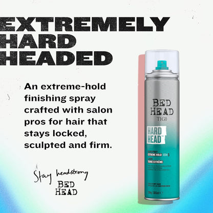 Bed Head Hard Head Hair Spray – Extra Strong Hold for All Day Style and All Hair Types, 11.7 Oz