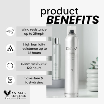 Volume Spray 25 | Super Hold Finishing & Styling Hairspray | Flake-Free & Fast-Drying | Wind & Humidity Resistance | All Hair Types